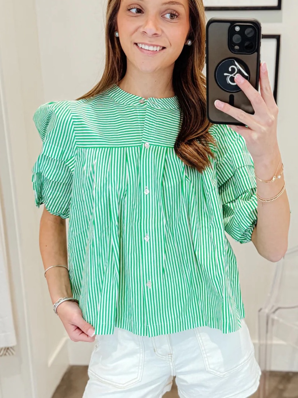 Entro Green & White Top - NWT - L - Picture 5 of 7
